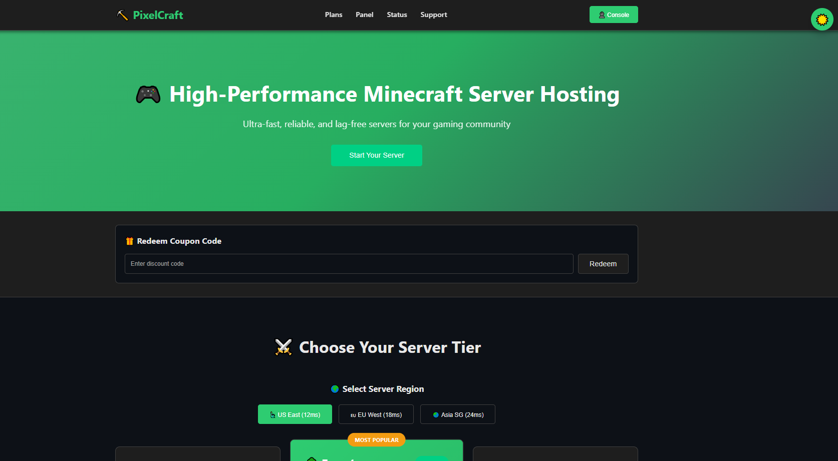 PixelCraft MC Server Hosting